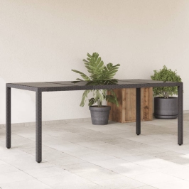 Dārza Galds Ar Stikla Virsmu, 190X90X75Cm, Melna Pe Rotangpalma Vidaxl