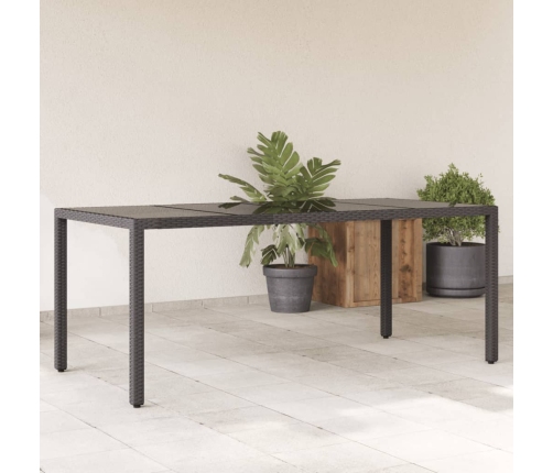 Dārza Galds Ar Stikla Virsmu, 190X90X75Cm, Melna Pe Rotangpalma Vidaxl