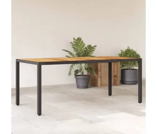 Aialaud Akaatsiapuidust Plaadiga, Must, 190X90X75 cm Pe-Rotang