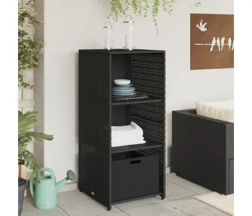 Dārza Skapis, Melns, 50X55X115 Cm, Pe Rotangpalma Vidaxl