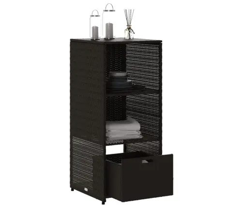 Dārza Skapis, Melns, 50X55X115 Cm, Pe Rotangpalma Vidaxl