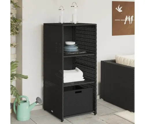 Dārza Skapis, Melns, 50X55X115 Cm, Pe Rotangpalma Vidaxl