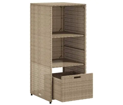 Dārza Skapis, Bēšs, 50X55X115 Cm, Pe Rotangpalma Vidaxl