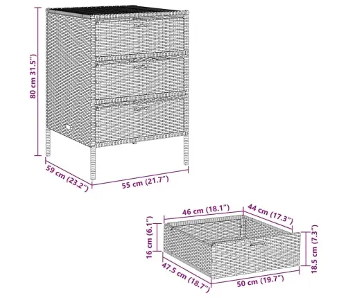 Sodo Spintelė Daiktams, Ruda, 55X59X80cm Poliratanas