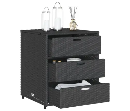 Dārza Skapis, Melns, 55X59X69 Cm, Pe Rotangpalma Vidaxl
