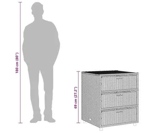 Dārza Skapis, Melns, 55X59X69 Cm, Pe Rotangpalma Vidaxl