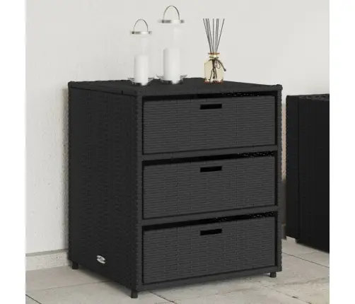 Dārza Skapis, Melns, 55X59X69 Cm, Pe Rotangpalma Vidaxl