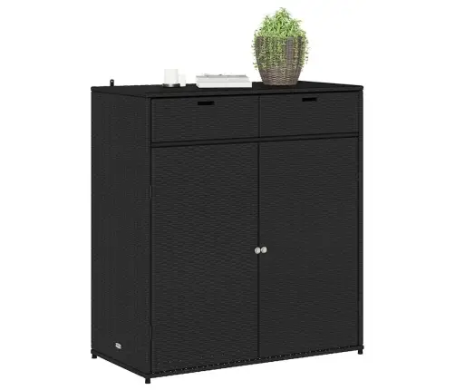 Dārza Skapis, Melns, 105X55X113 Cm, Pe Rotangpalma Vidaxl