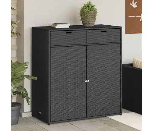 Dārza Skapis, Melns, 105X55X113 Cm, Pe Rotangpalma Vidaxl