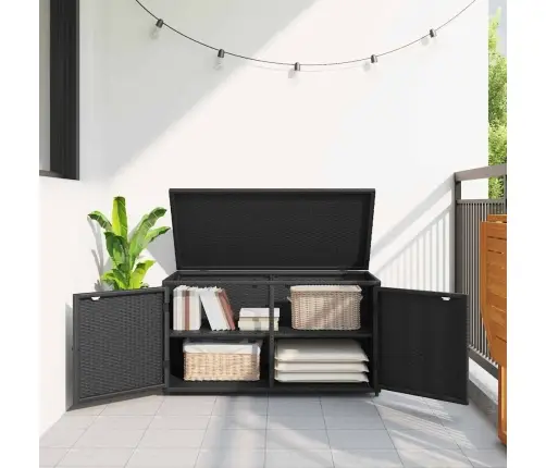 Dārza Skapis, Melns, 110X55X60,5 Cm, Pe Rotangpalma Vidaxl