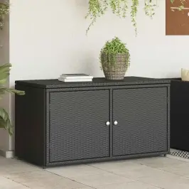 Dārza Skapis, Melns, 110X55X60,5 Cm, Pe Rotangpalma Vidaxl