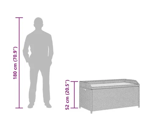 Hoiupink, Beežid Toonid, 100X50X52cm Pe-Rotang Ja Akaatsiapuit