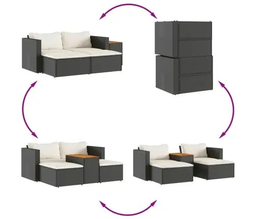 5-Osaline Aiadiivani Komplekt Patjadega, Must, Polürotang