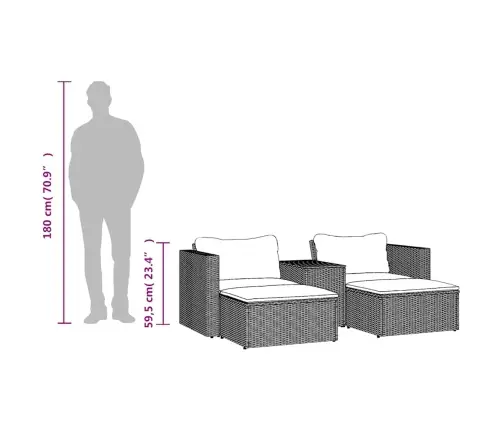 5-Osaline Aiadiivani Komplekt Patjadega, Must, Polürotang