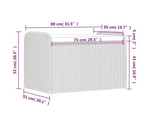Hoiupink Istmepadjaga, Hall, 80 X 51 X 52 cm Polürotang