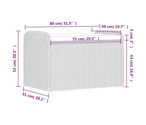 Hoiupink Istmepadjaga, Hall, 80 X 51 X 52 cm Polürotang