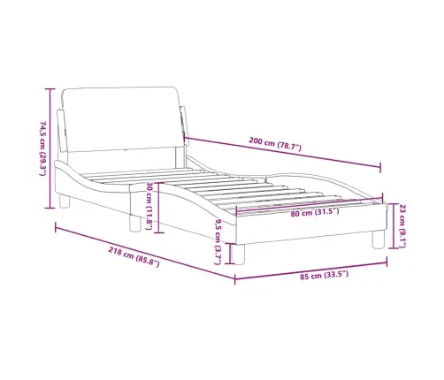 Gultas Rāmis Ar Galvgali Bez Matrača Pelēkbrūns 80X200Cm Audums Vidaxl