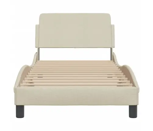 Gultas Rāmis Ar Galvgali Bez Matrača Krēmkrāsas 80X200Cm Audums Vidaxl