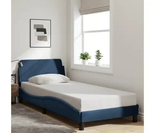 Gultas Rāmis Ar Galvgali Bez Matrača, Zils, 80X200 Cm, Audums Vidaxl