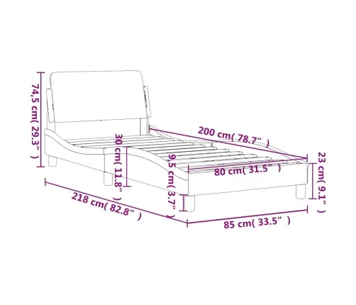 Gultas Rāmis Bez Matrača, Gaiši Pelēks, 80X200 Cm, Samts Vidaxl