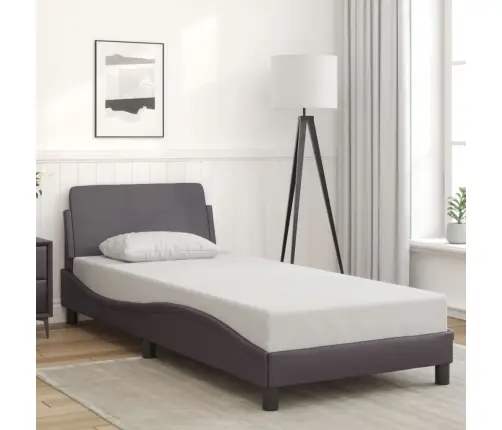 Gultas Rāmis Ar Galvgali, Pelēks, 80X200 Cm, Mākslīgā Āda Vidaxl