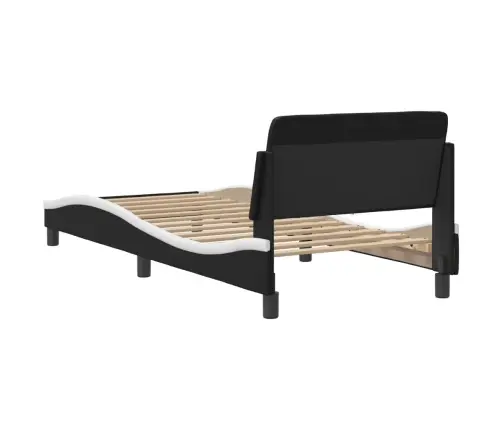 Gultas Rāmis Ar Galvgali, Melns, Balts, 80X200 Cm, Mākslīgā Āda Vidaxl