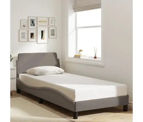 Gultas Rāmis Ar Galvgali Bez Matrača Pelēkbrūns 90X190Cm Audums Vidaxl