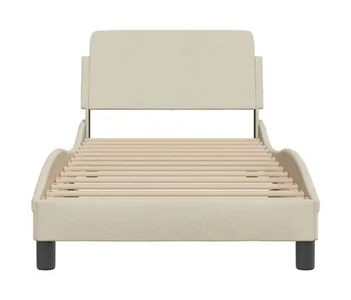 Gultas Rāmis Ar Galvgali Bez Matrača Krēmkrāsas 90X190Cm Audums Vidaxl