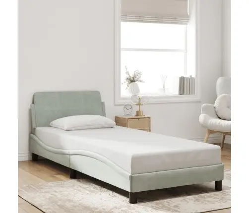 Lovos Rėmas, Dover, Šviesiai Pilkas, 90X190cm Aksomas