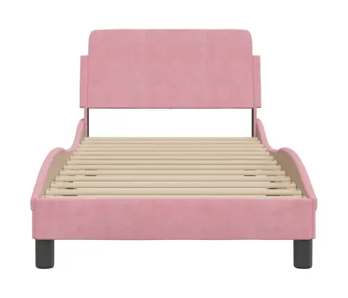 Voodiraam Peatsiga Dover Roosa 90X190 Cm Samet