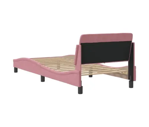 Voodiraam Peatsiga Dover Roosa 90X190 Cm Samet