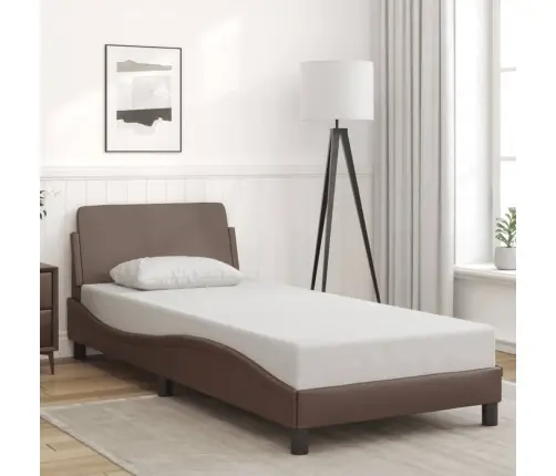 Gultas Rāmis Ar Galvgali, Brūns, 90X190 Cm, Mākslīgā Āda Vidaxl