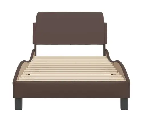 Gultas Rāmis Ar Galvgali, Brūns, 90X190 Cm, Mākslīgā Āda Vidaxl