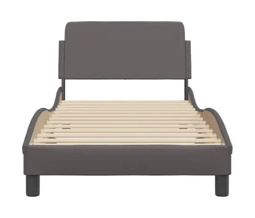Gultas Rāmis Ar Galvgali, Pelēks, 90X190 Cm, Mākslīgā Āda Vidaxl