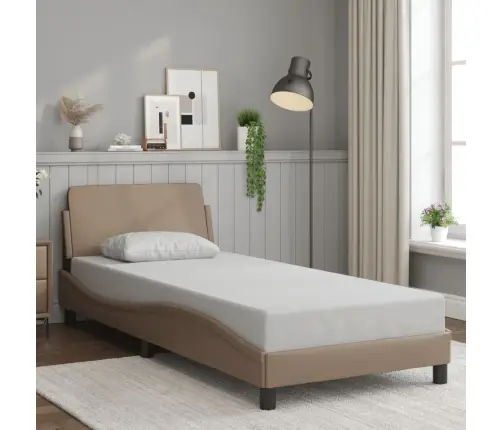 Gultas Rāmis Ar Galvgali, Kapučīno, 90X190 Cm, Mākslīgā Āda Vidaxl