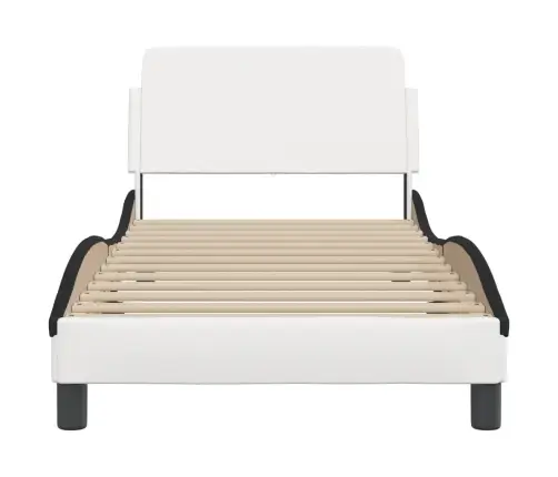 Gultas Rāmis Ar Galvgali, Balts Un Melns,90X190Cm, Mākslīgā Āda Vidaxl