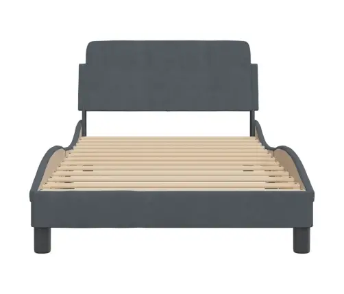 Gulta Bez Matrača, Tumši Pelēks, 100X200 Cm, Samts Vidaxl