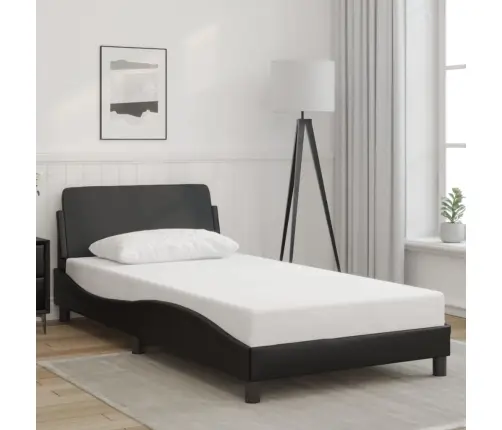 Gultas Rāmis Ar Galvgali, Melns, 100X200 Cm, Mākslīgā Āda Vidaxl