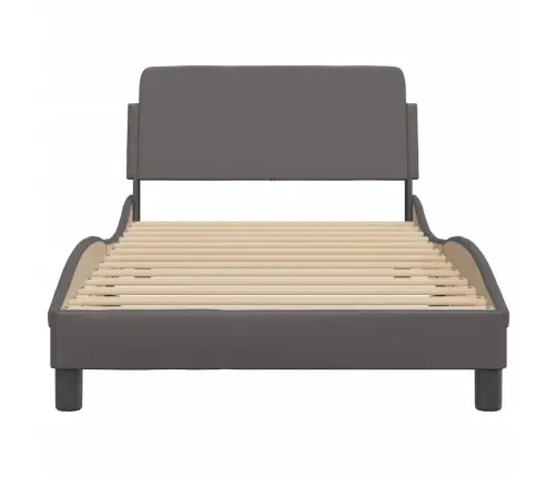 Gultas Rāmis Ar Galvgali, Pelēks, 100X200 Cm, Mākslīgā Āda Vidaxl
