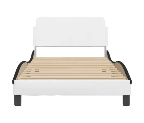 Gultas Rāmis Ar Galvgali, Balts, Melns, 100X200Cm, Mākslīgā Āda Vidaxl