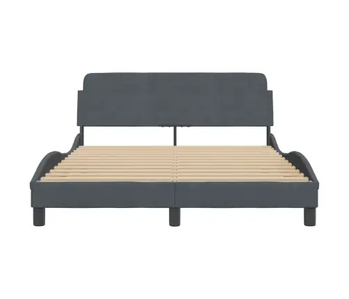 Gulta Bez Matrača, Tumši Pelēks, 140X190 Cm, Samts Vidaxl