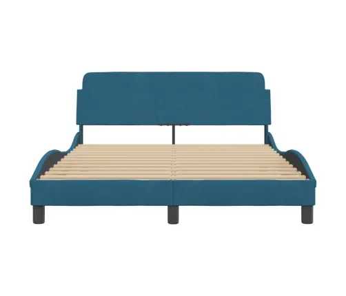 Gultas Rāmis Ar Galvgali, Zils Samts, 140X190 Cm Vidaxl