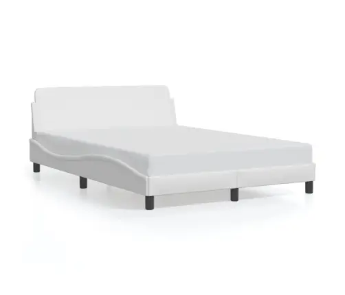 Gultas Rāmis Ar Galvgali, Balts, 140X190 Cm, Mākslīgā Āda Vidaxl