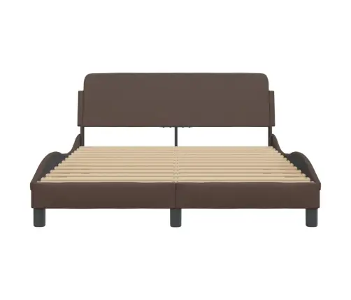 Gultas Rāmis Ar Galvgali, Brūns, 140X190 Cm, Mākslīgā Āda Vidaxl