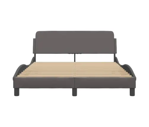 Gultas Rāmis Ar Galvgali, Pelēks, 140X190 Cm, Mākslīgā Āda Vidaxl