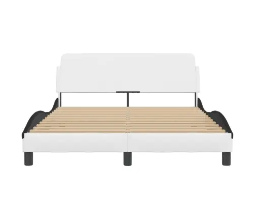 Gultas Rāmis Ar Galvgali, Balts, Melns, 140X190Cm, Mākslīgā Āda Vidaxl