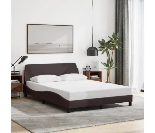 Gulta Bez Matrača, Tumši Brūns, 140X200 Cm, Audums Vidaxl