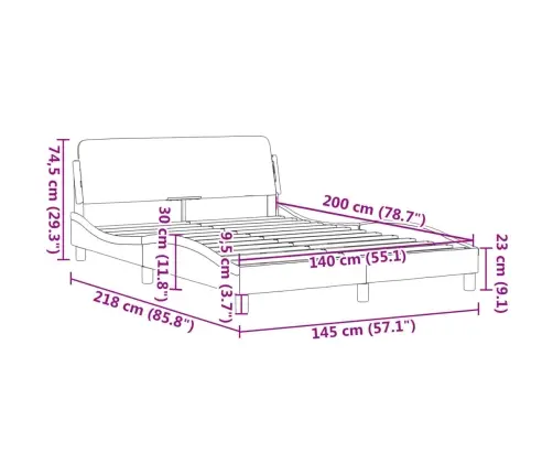 Voodiraam Peatsiga Dover Sinine 140X200 Cm Kangas