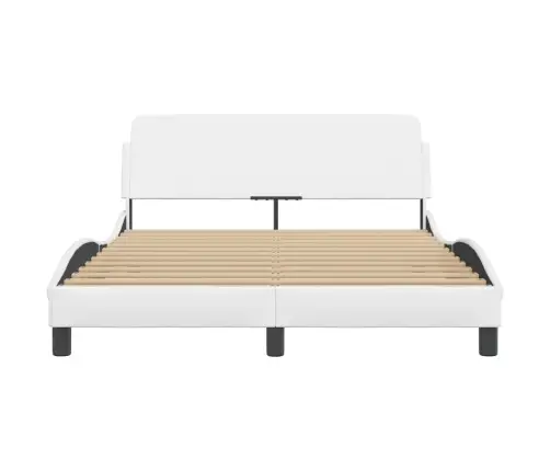 Gultas Rāmis Ar Galvgali, Balts, 140X200 Cm, Mākslīgā Āda Vidaxl