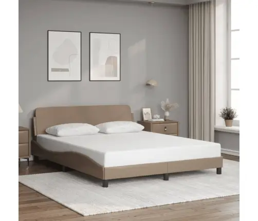 Gultas Rāmis Ar Galvgali, Kapučīno, 160X200 Cm, Mākslīgā Āda Vidaxl